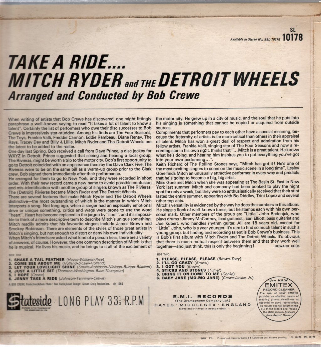 Mitch Ryder And The Detroit Wheels - Take A Ride - Lp
