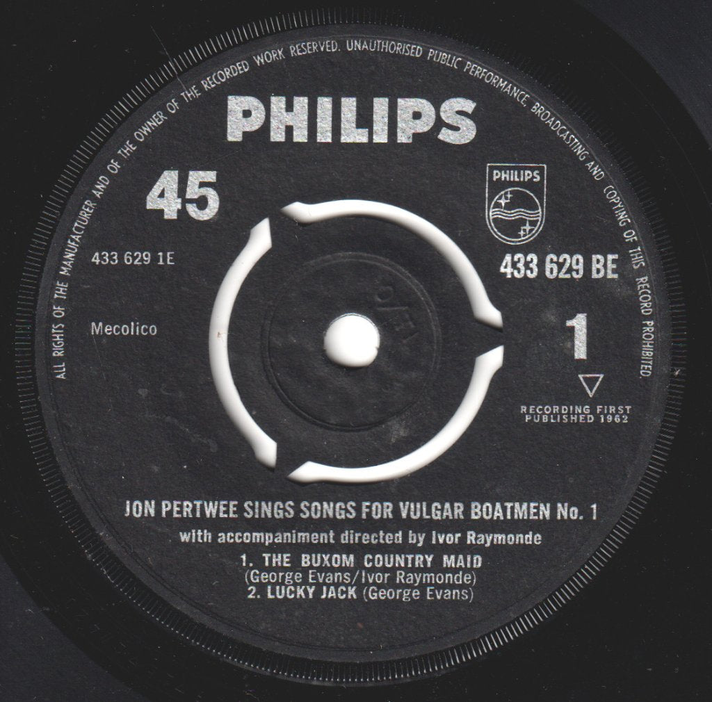 Jon Pertwee - Sings Songs For Vulgar Boatmen No. 1 - 7 Inch