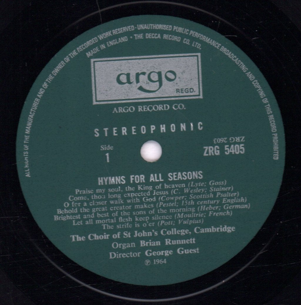 Choir Of St Johns College Cambridge - Hymns For All Seasons - Lp