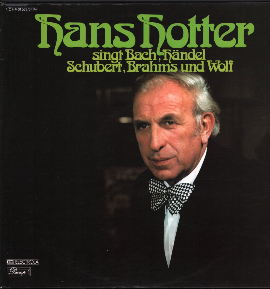 Hans Hotter - Singt Bach, Händel, Schubert, Brahms Und Wolf - Double Lp