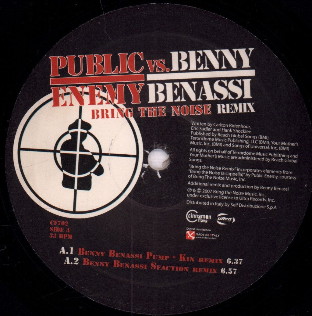 Public Enemy Vs. Benny Benassi - Bring The Noise Remix - 12 Inch