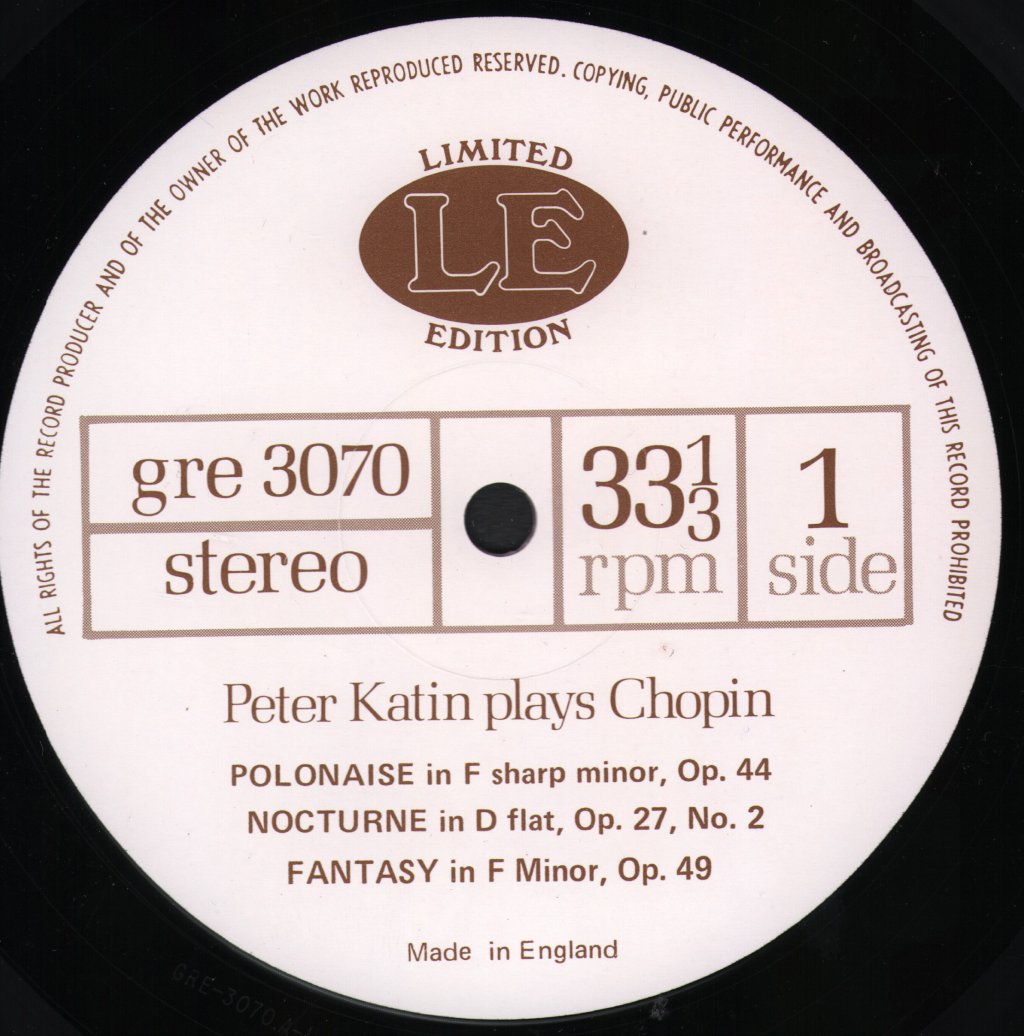 Peter Katin - Peter Katin Plays Chopin - Lp