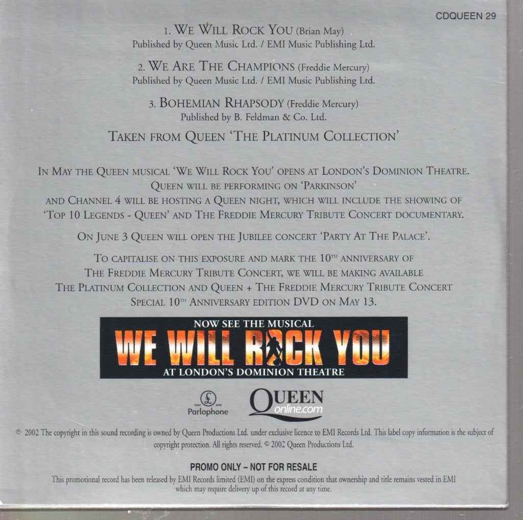 Queen - We Will Rock You / We Are The Champions / Bohemian Rhapsody - Cd
