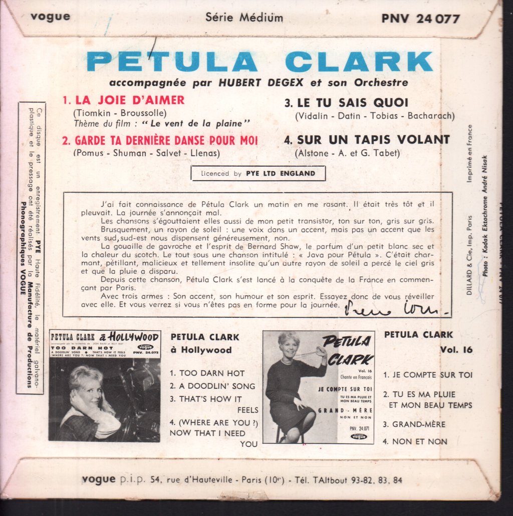 Petula Clark - La Joie D'aimer - 7 Inch