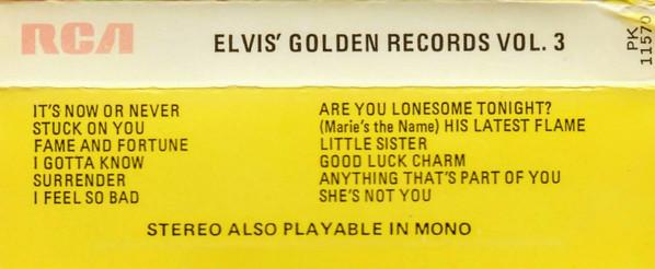 Elvis Presley - Elvis' Golden Records Vol. 3 - Cassette