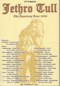Jethro Tull - Aqualung Tour 2006 - Flyer