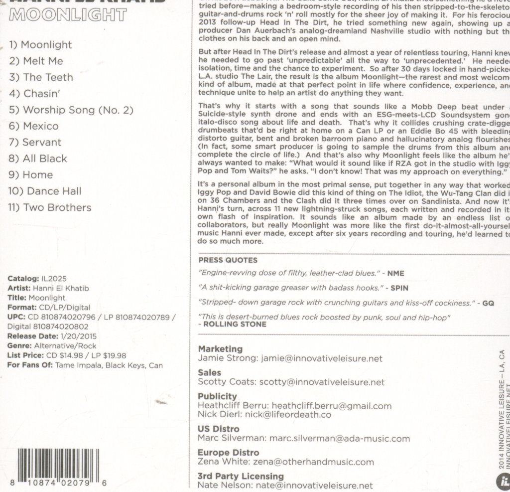 Hanni El Khatib - Moonlight - Cd