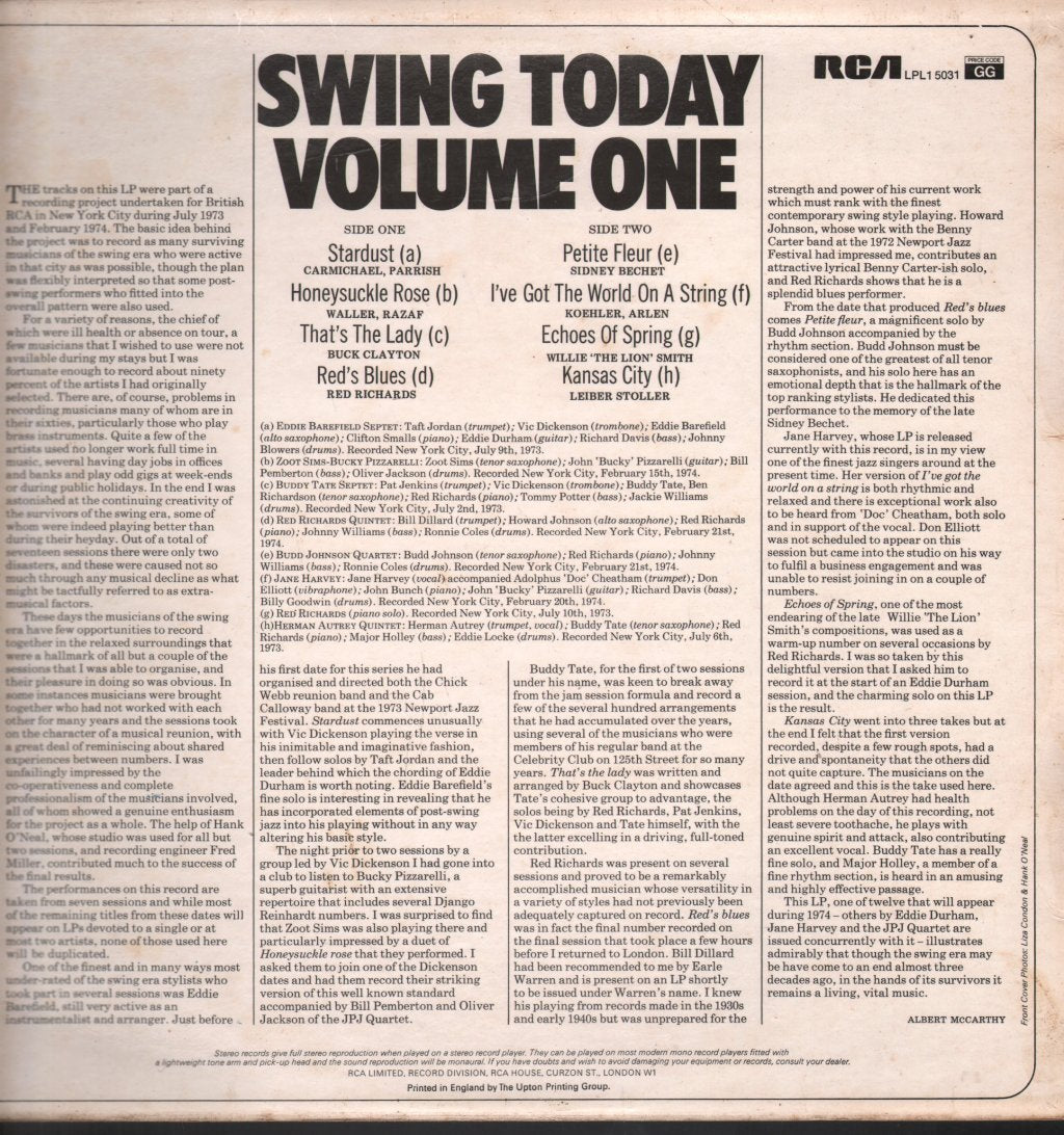 Various Artists - Swing Today Volume One - Lp