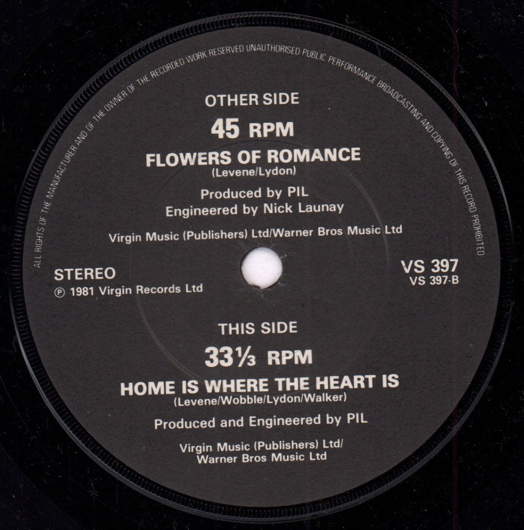 Public Image Ltd - Flowers Of Romance - 7 Inch