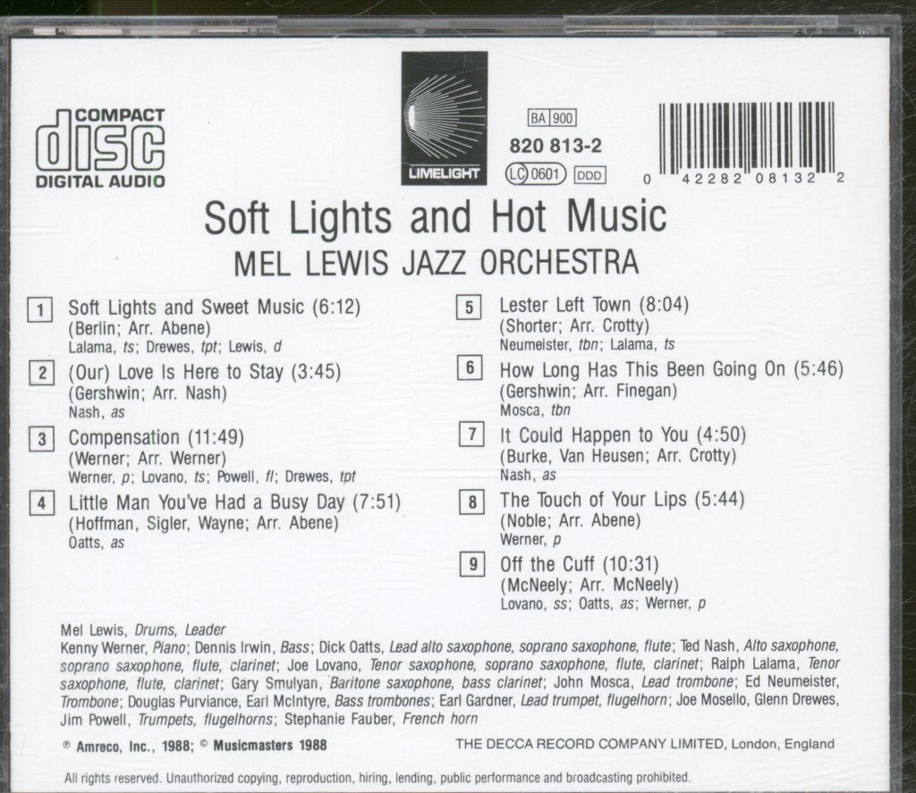 Mel Lewis Jazz Orchestra - Soft Lights And Hot Music - Cd