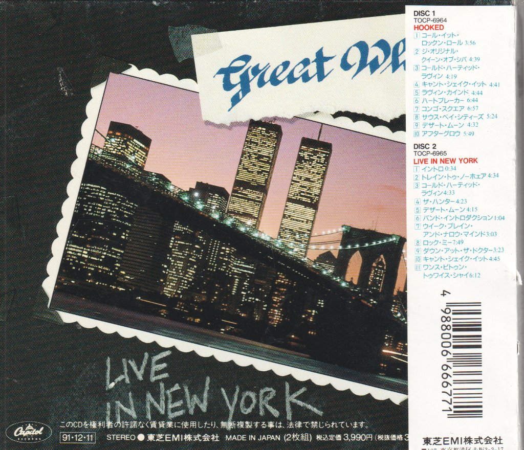Great White - Hooked/Live In New York - Cd