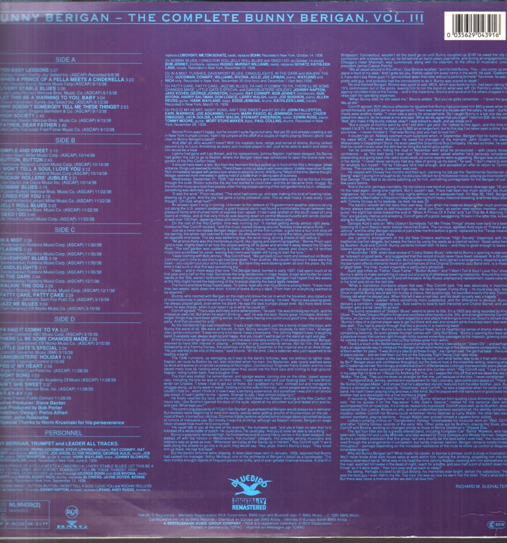 Bunny Berigan - Complete Volume III - Double Lp