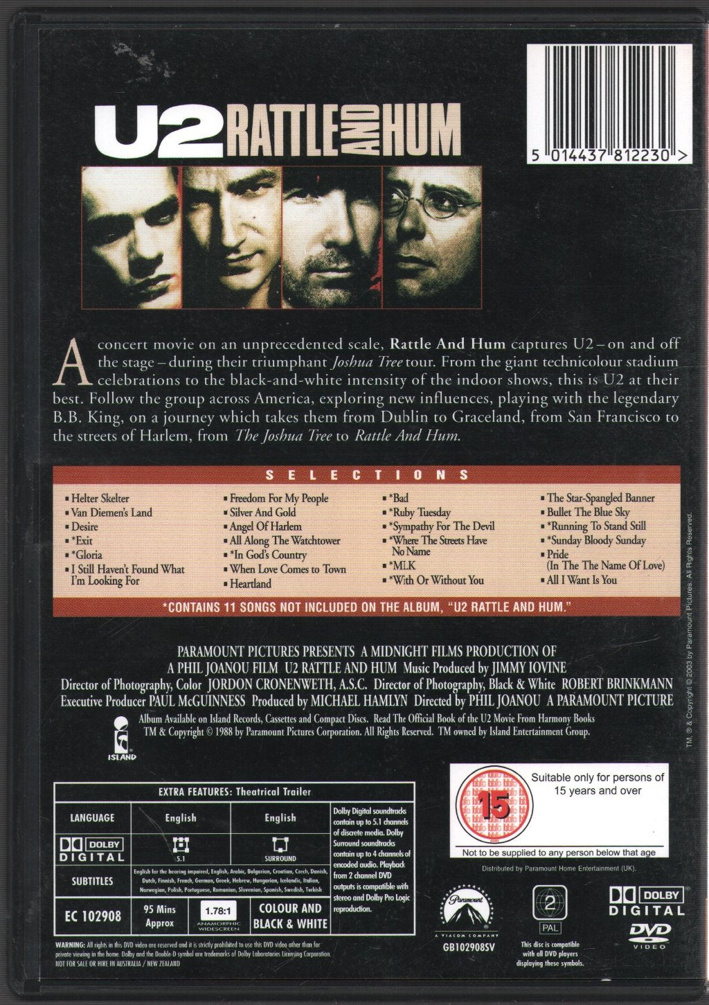 U2 - Rattle And Hum - Dvd