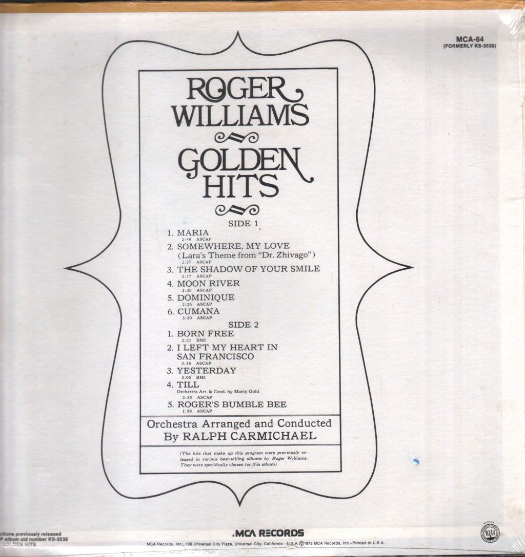 Roger Williams - Golden Hits - Lp