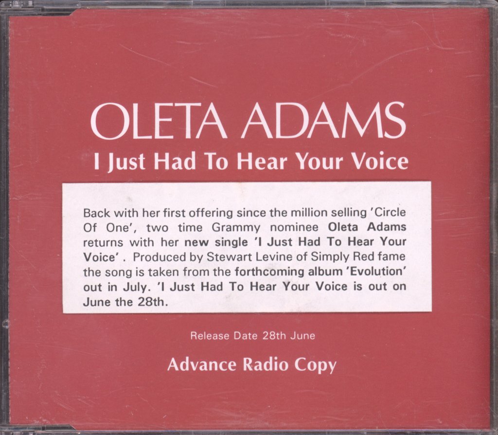 Oleta Adams - I Just Had To Hear Your Voice - Cd