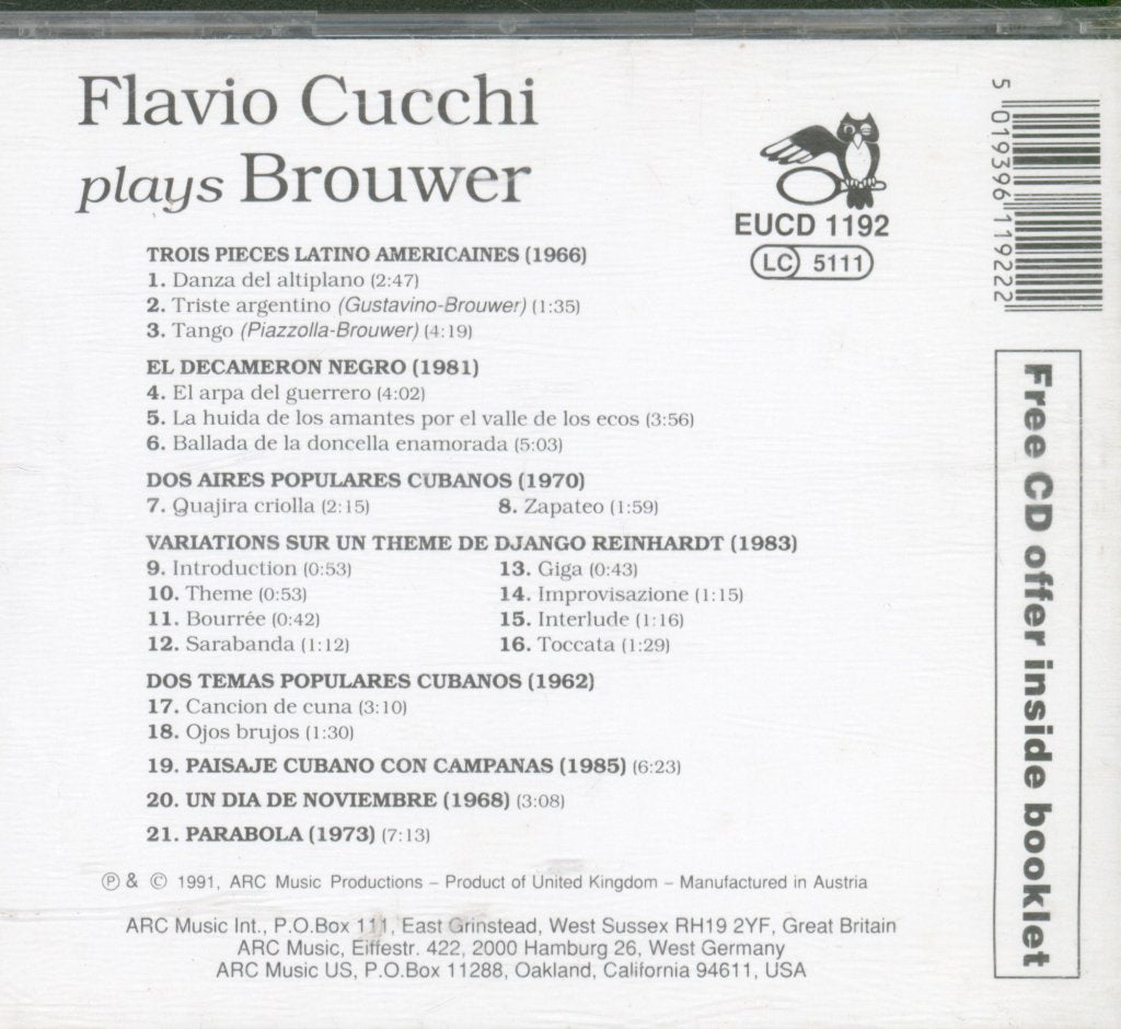 Flavio Cucchi - Plays Brouwer - Cd