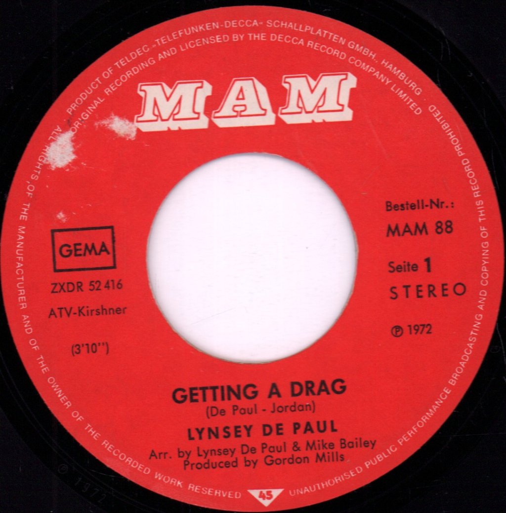 Lynsey De Paul - Getting A Drag - 7 Inch