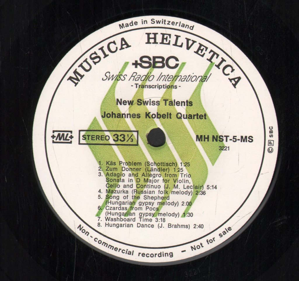Johannes Kobelt Quartet - Musica Helvetica Programme No. NST-5 - Lp