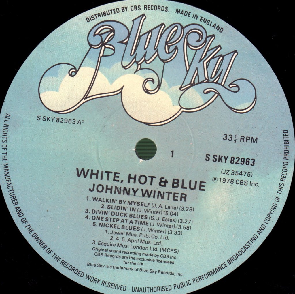 Johnny Winter - White, Hot & Blue - Lp