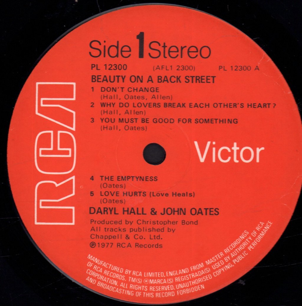 Hall And Oates - Beauty On A Back Street - Lp