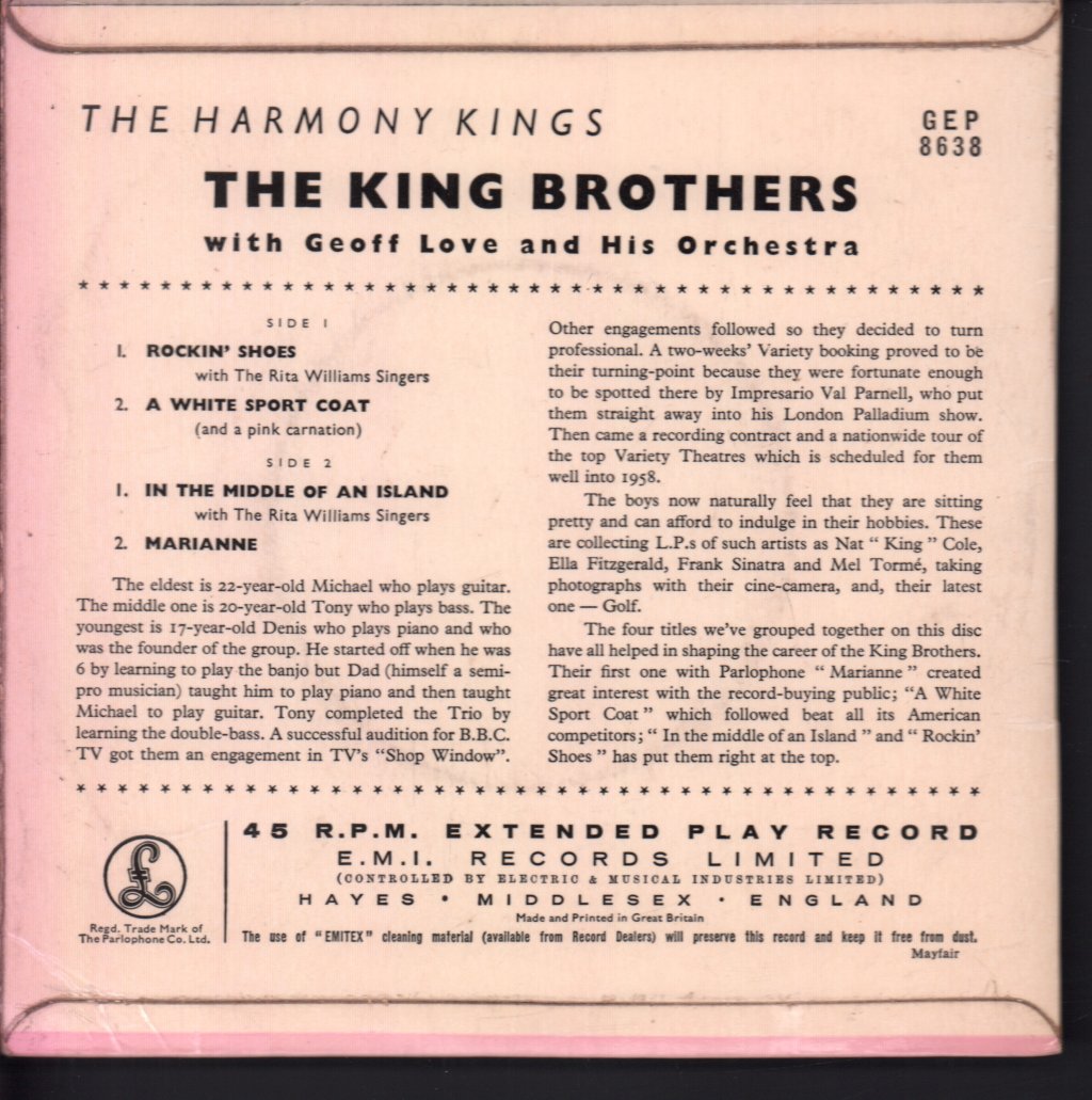 King Brothers - Harmony Kings - 7 Inch