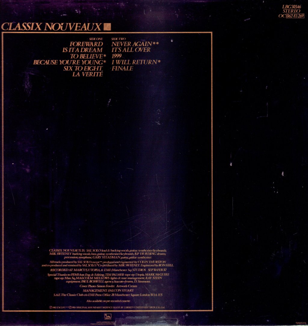 Classix Nouveaux - La Verite - Lp