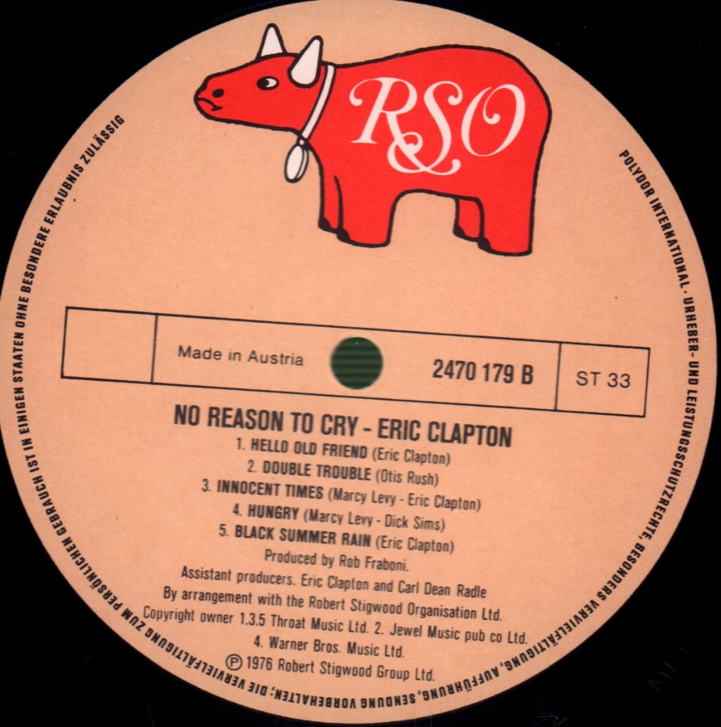 Eric Clapton - No Reason To Cry - Lp