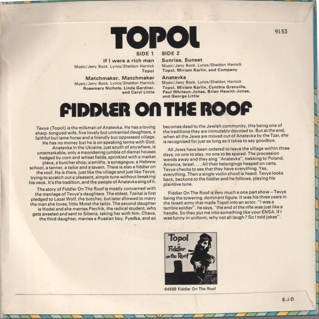Topol - Fiddler On The Roof - 7 Inch