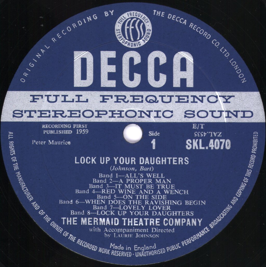 Mermaid Theatre Company - Lock Up Your Daughters - Original Cast Recording - Lp