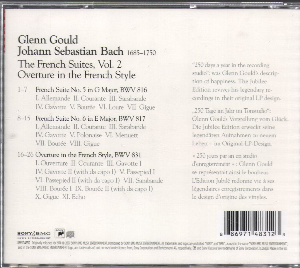 Glenn Gould - French Suites, Vol. 2 Nos. 5 And 6 / Overture In The French Style - Cd