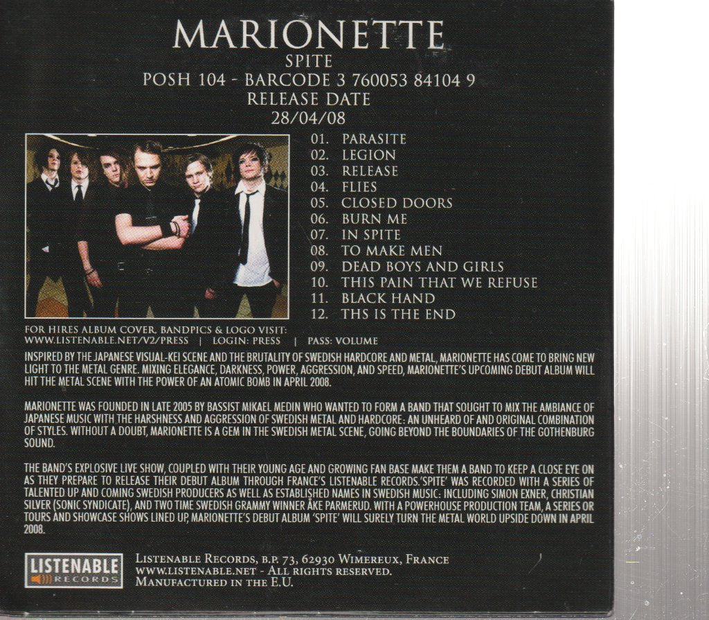 Marionette (death metal) - Spite - Cd