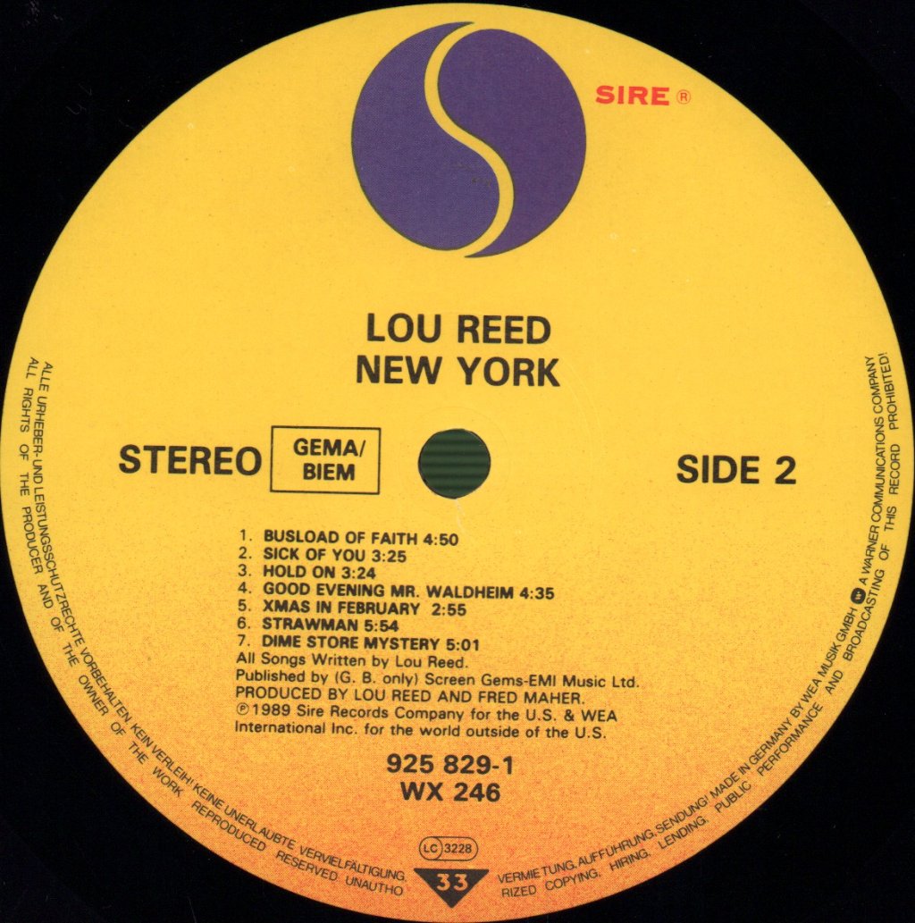Lou Reed - New York - Lp