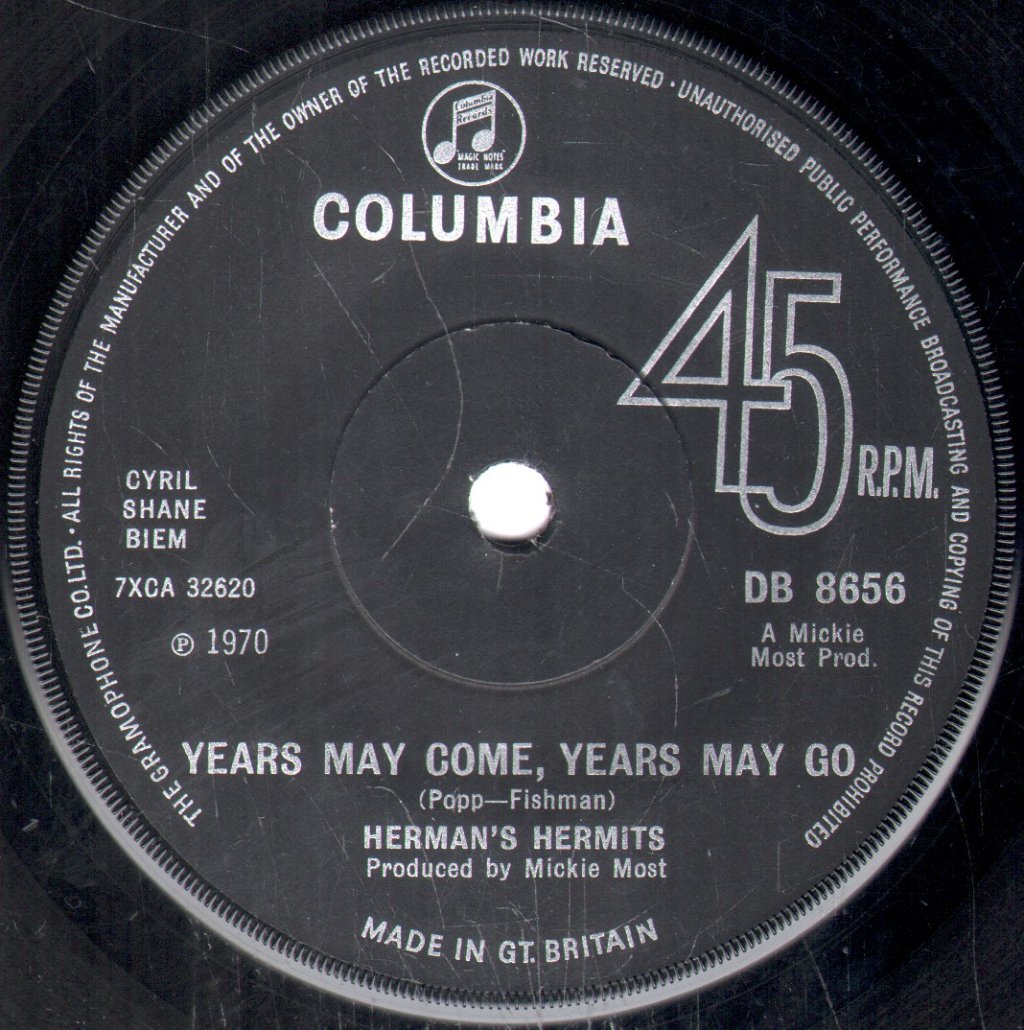 Herman's Hermits - Years May Come Years May Go - 7 Inch