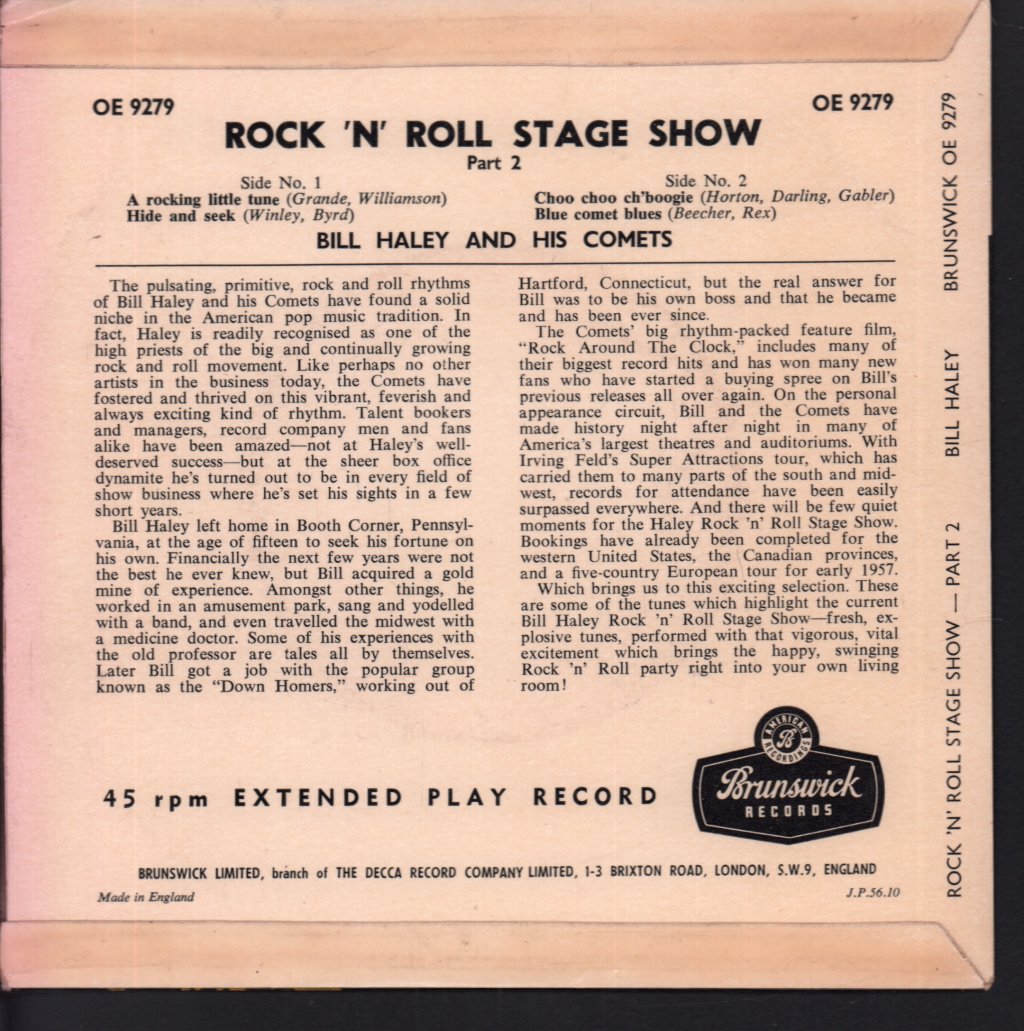 Bill Haley And His Comets - Rock ’N’ Roll Stage Show Part 2 - 7 Inch