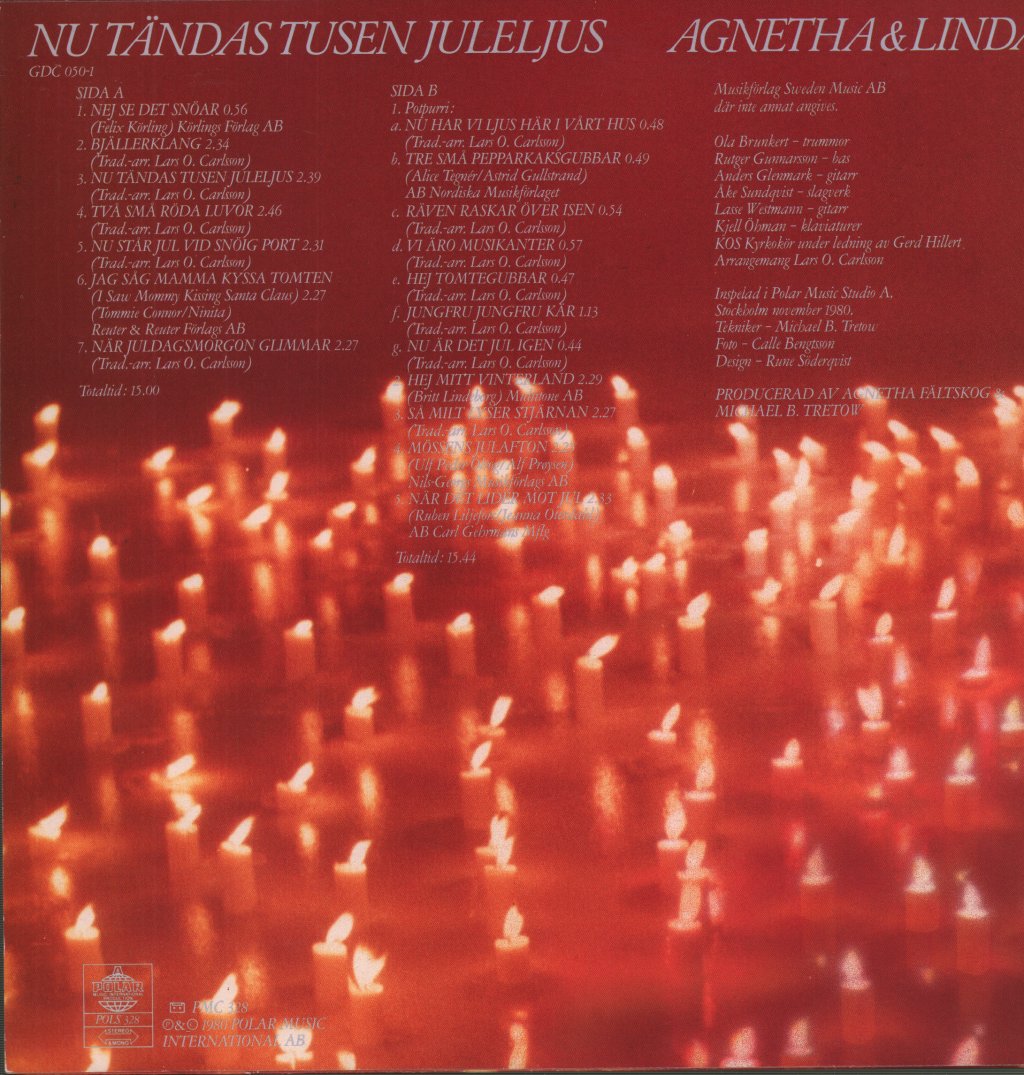 Agnetha And Linda - Nu Tändas Tusen Juleljus - Lp