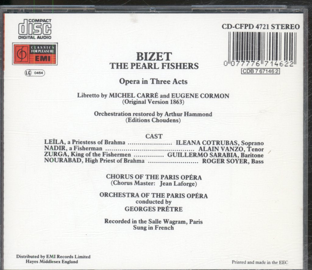Orchestre National De L'Opéra De Paris, Georges Prêtre - Bizet - Pearl Fishers - Double Cd
