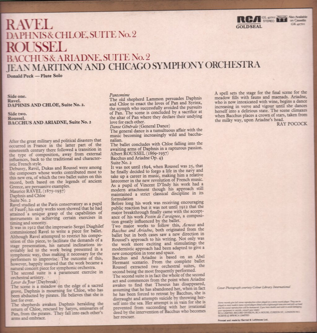 Chicago Symphony Orchestra - ravel Daphnis And Chloe Suite No. 2 / roussel Bachus And Ariande Suite No. 2 - Lp