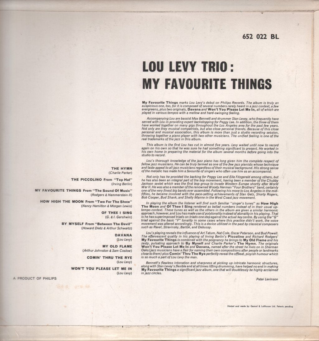 Lou Levy Trio - My Favourite Things - Lp