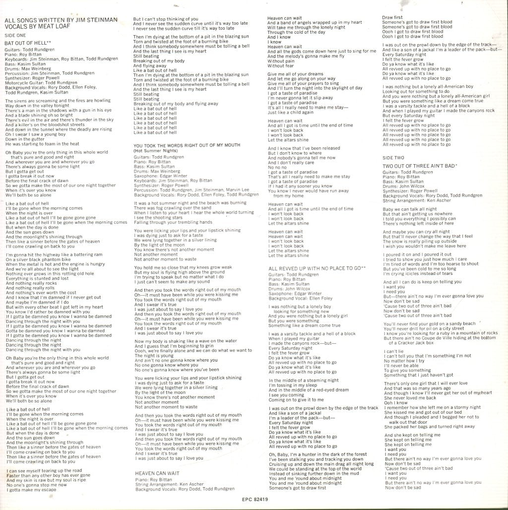 Meat Loaf - Bat Out Of Hell - Lp