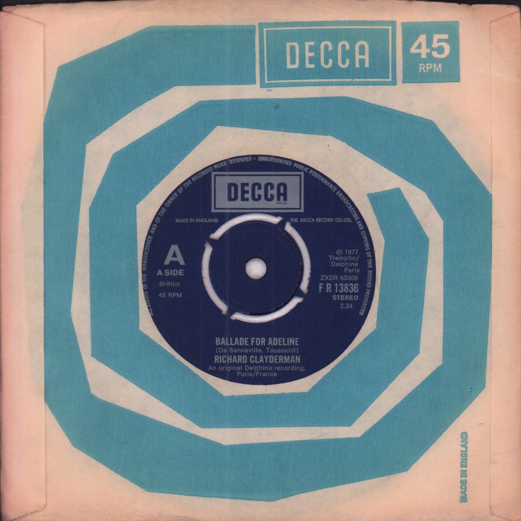 Richard Clayderman - Ballade For Adeline - 7 Inch