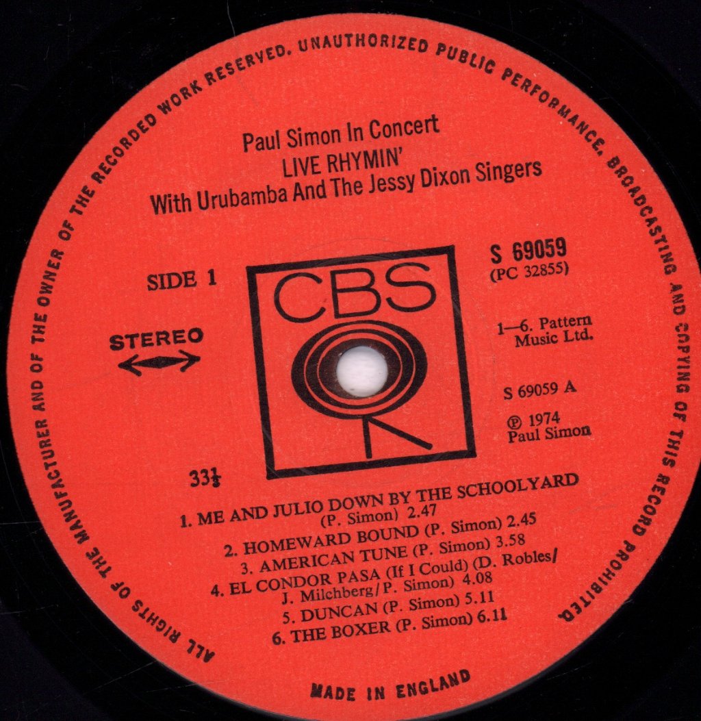 Paul Simon - Live Rhymin' - Lp