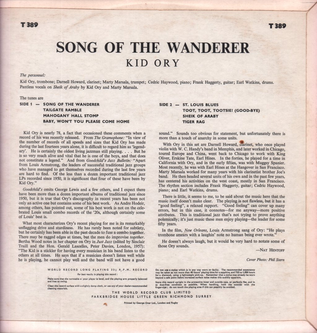 Kid Ory - Song Of The Wanderer - Lp