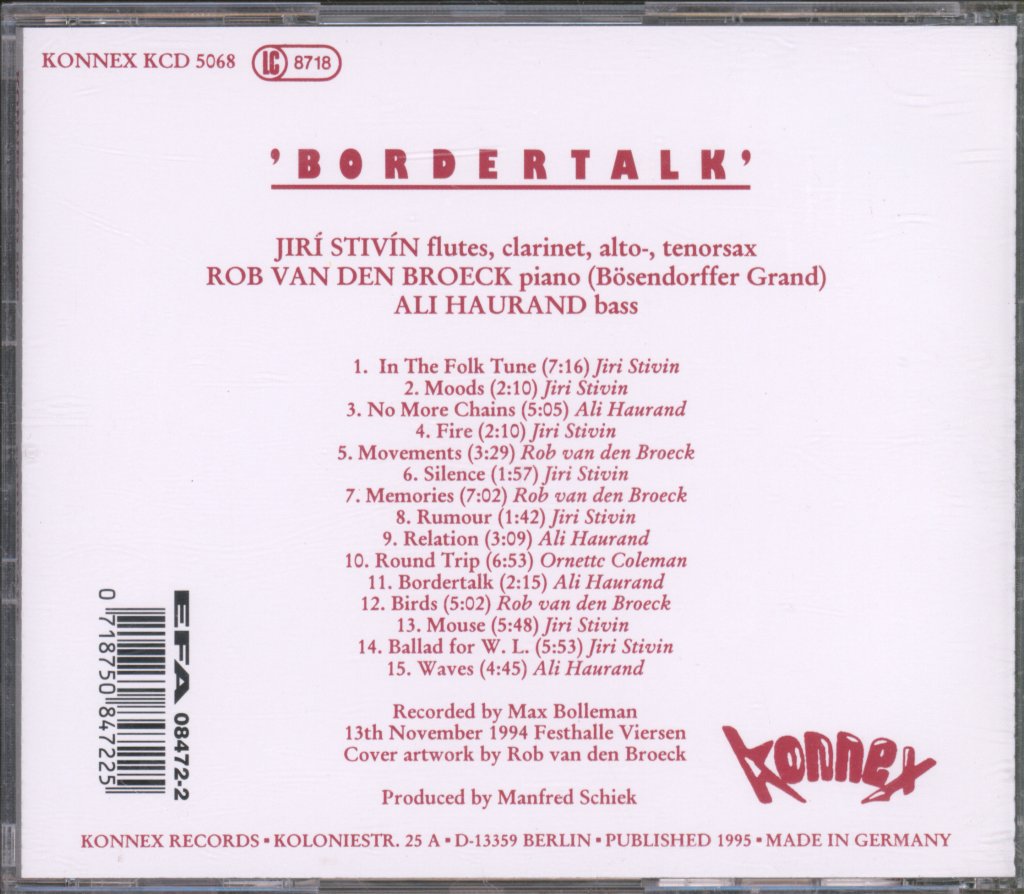 Jiří Stivín, Rob van den Broeck, Ali Haurand - Bordertalk - Cd