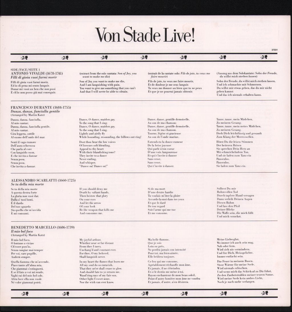 Frederica von Stade / Martin Katz - Live! - Lp