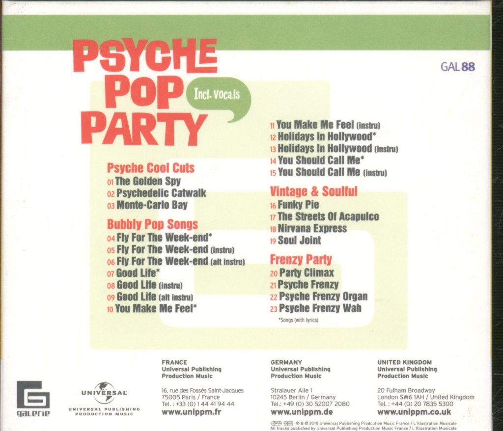 Gerard Langella,Oliver Renoir, Jean Christophe Lemayir - Psyche Pop Party - incl. vocals - Cd