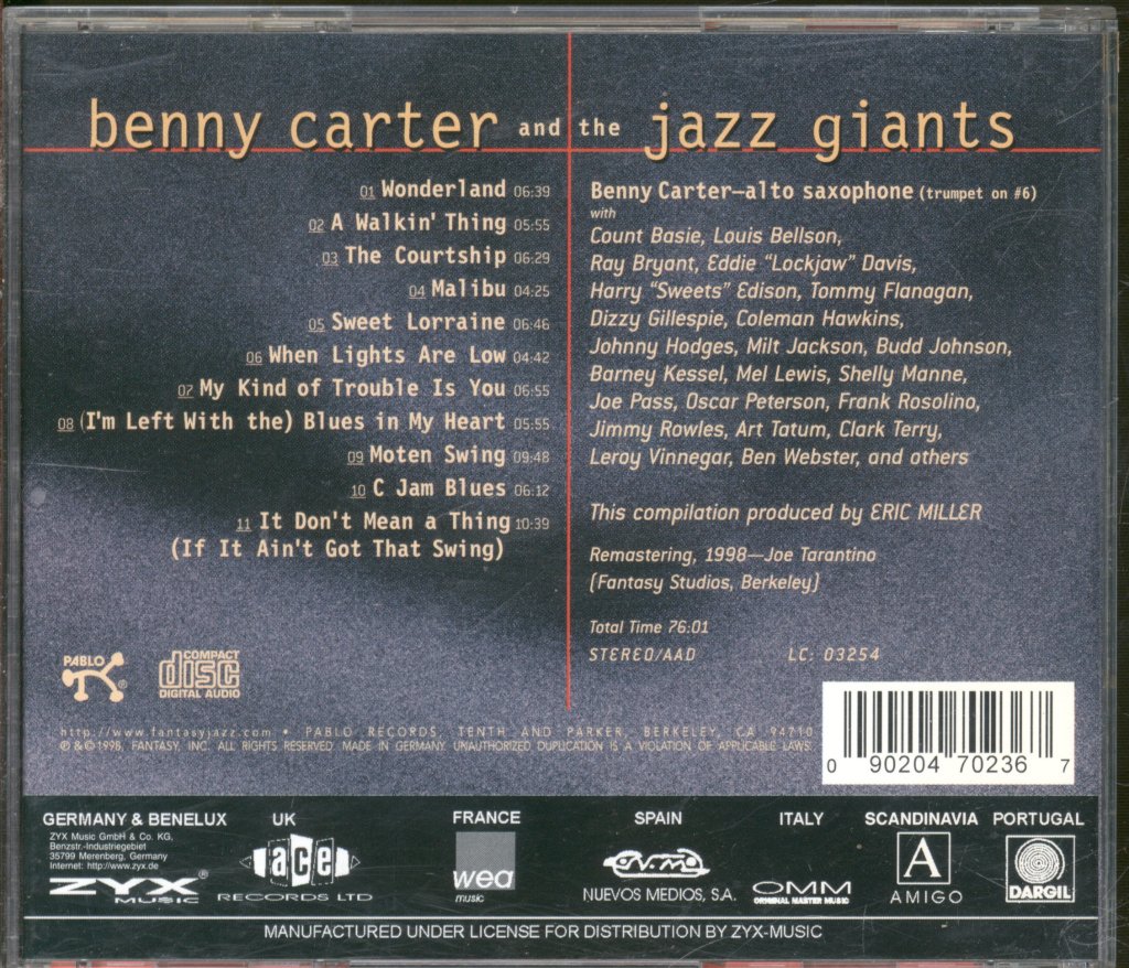 Benny Carter And The Jazz Giants - Benny Carter And The Jazz Giants - Cd