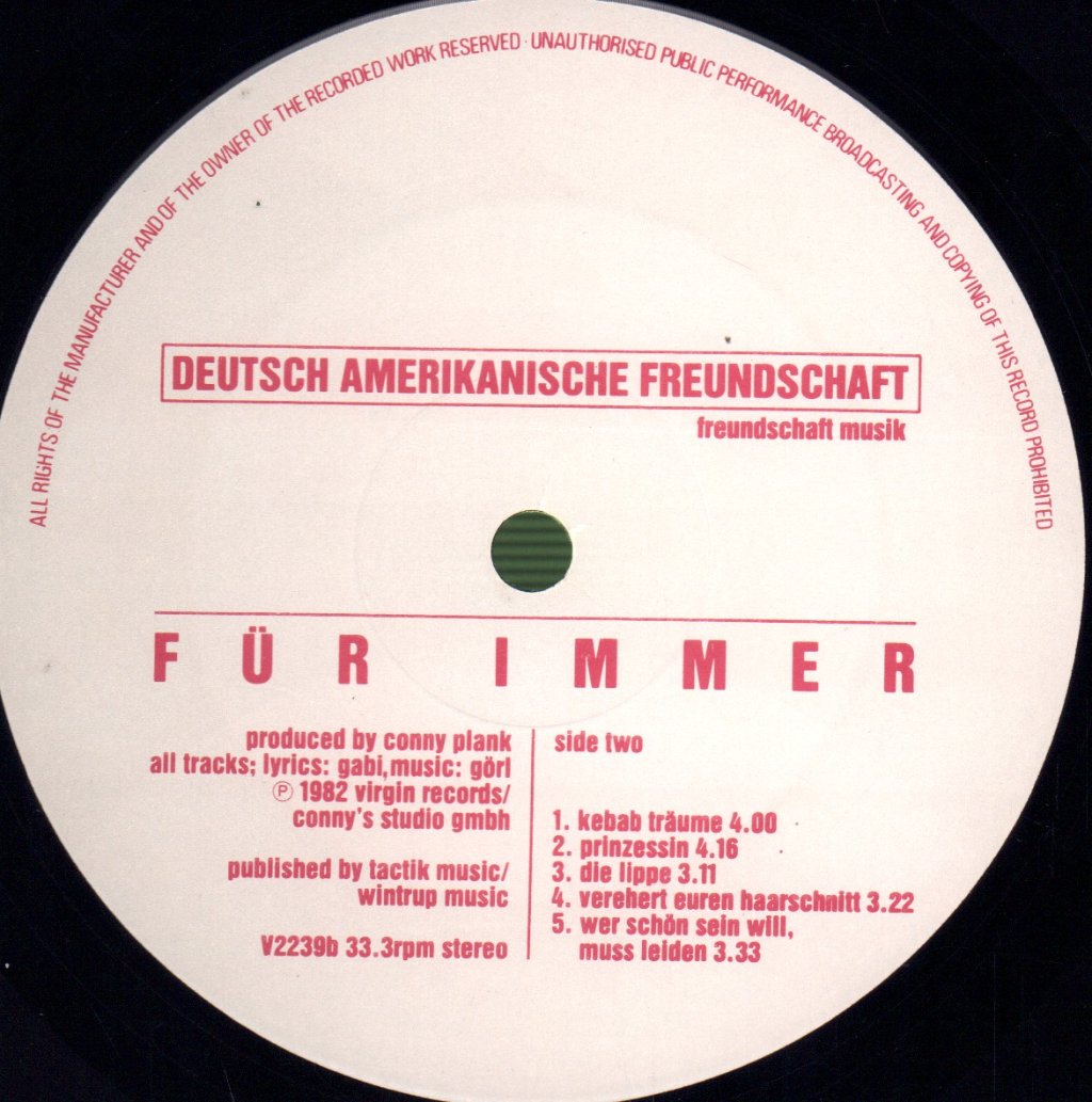 Deutsch Amerikanische Freundschaft - Fur Immer - Lp