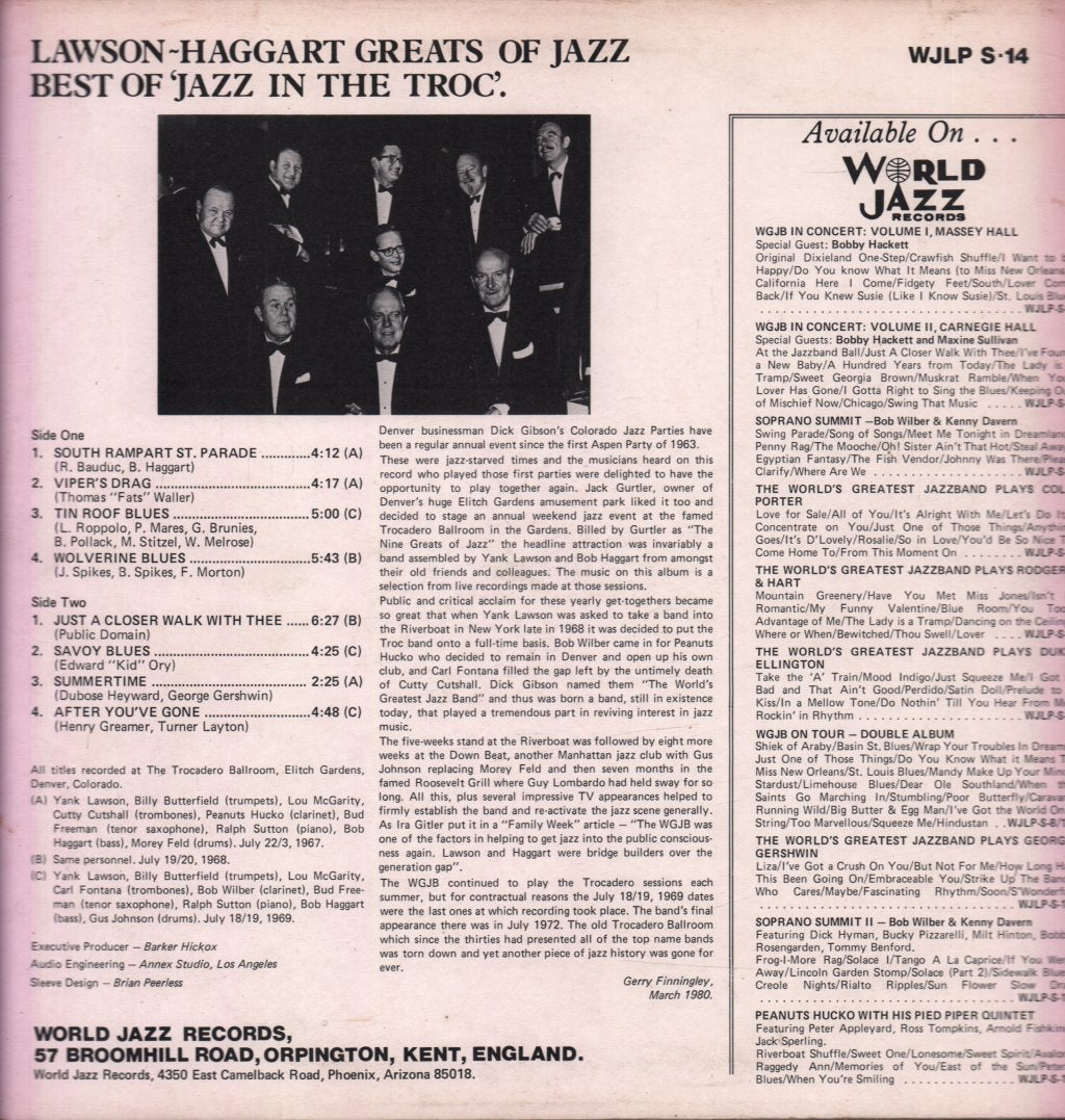 Yank Lawson And Bob Haggart - Greats Of Jazz - Best Of Jazz In The Troc - Lp