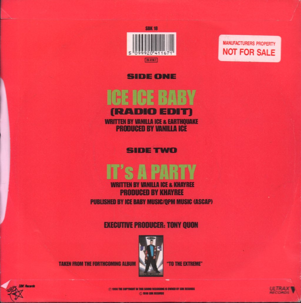Vanilla Ice - Ice Ice Baby - 7 Inch