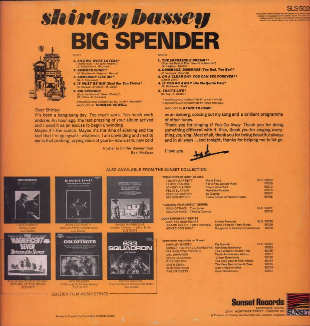 Shirley Bassey - Big Spender - Lp